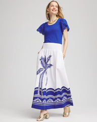 Chico's - Tropical Smocked Waist Pull-On Skirt