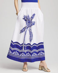 Chico's - Tropical Smocked Waist Pull-On Skirt