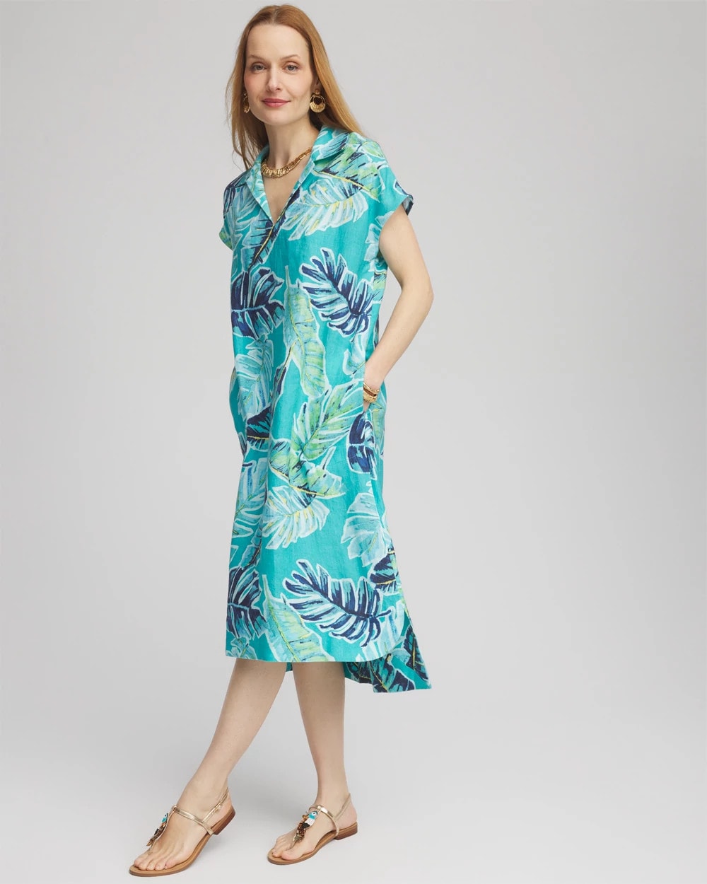 Chico's - Tropical Linen Midi Dress