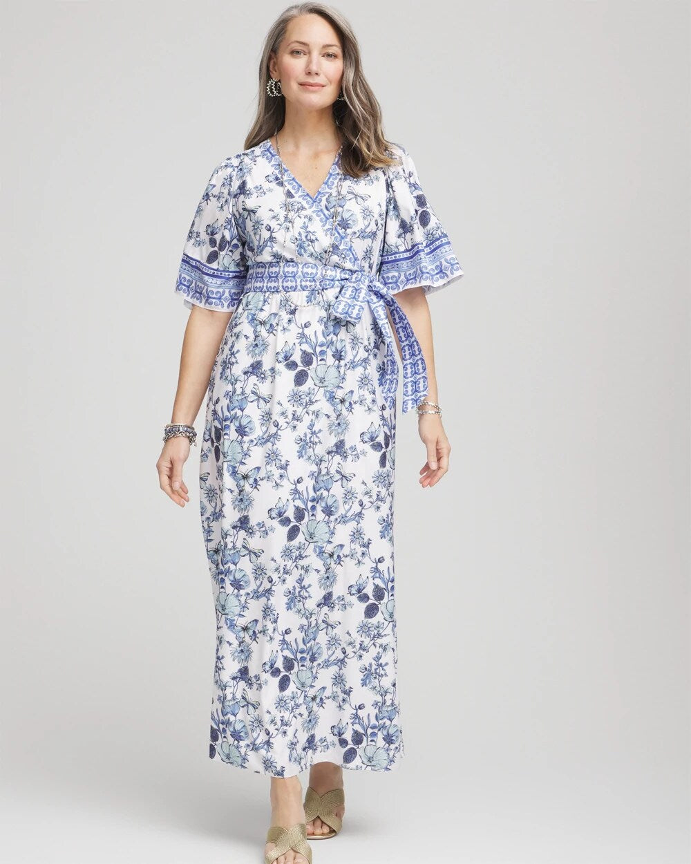 Chico's - Surplice Matte Satin Maxi Dress