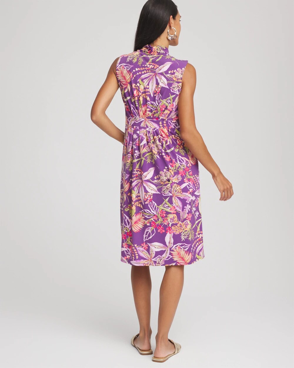 Chico's - Floral Pleated Jersey Dress