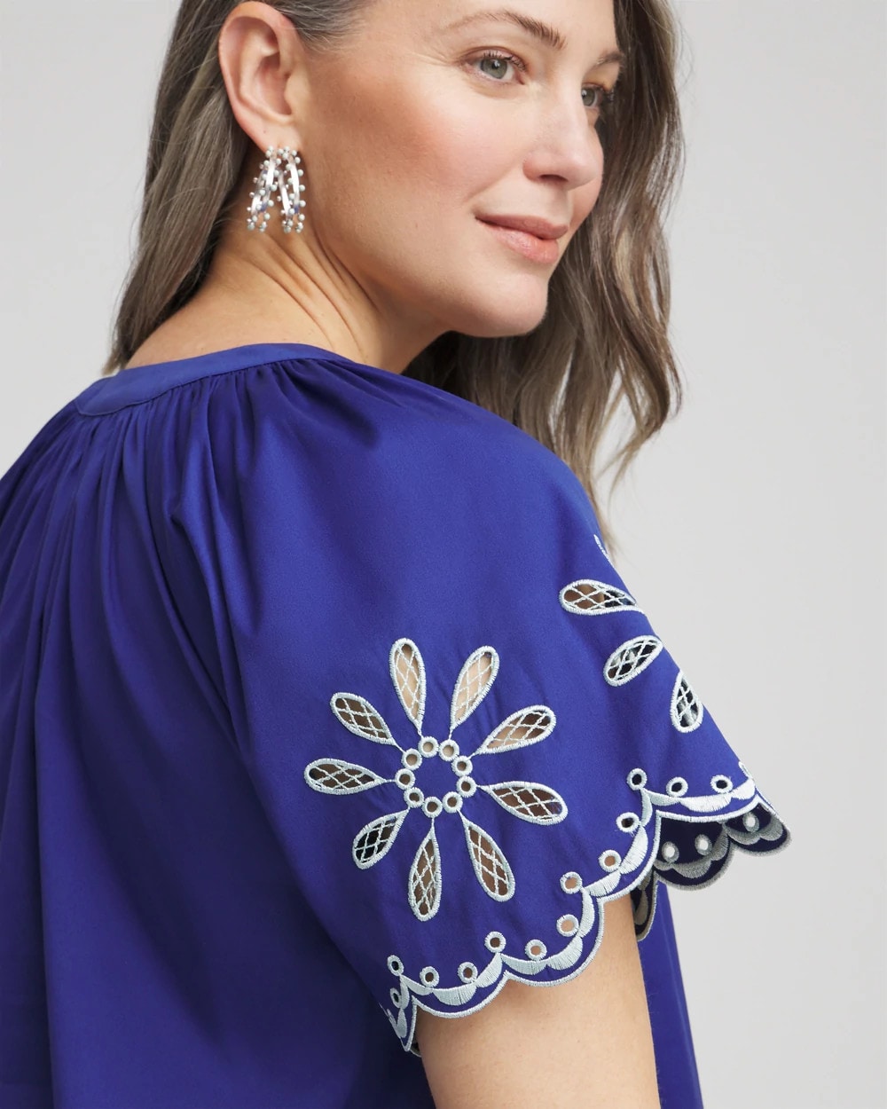 Chico's - Embroidered Poplin Popover Dress