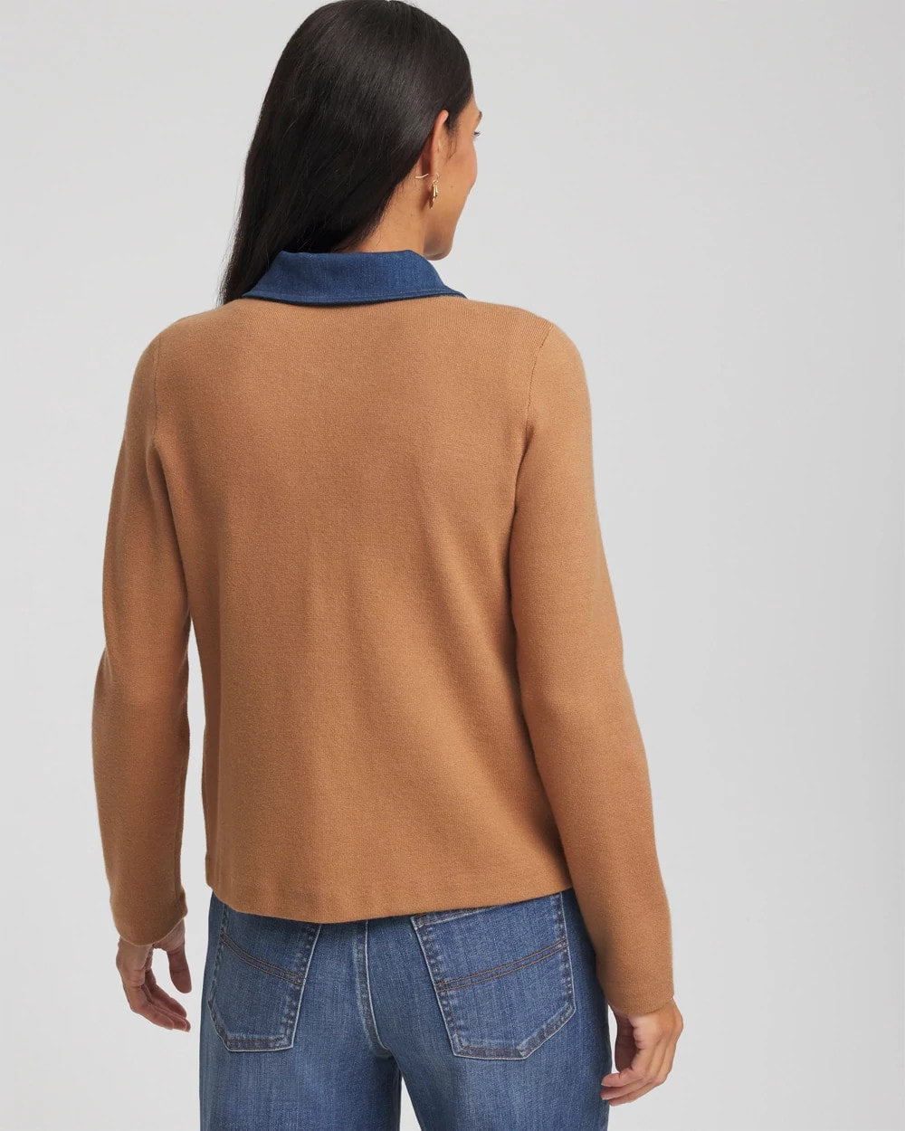 Chico's - Collared Denim Trim Cardigan