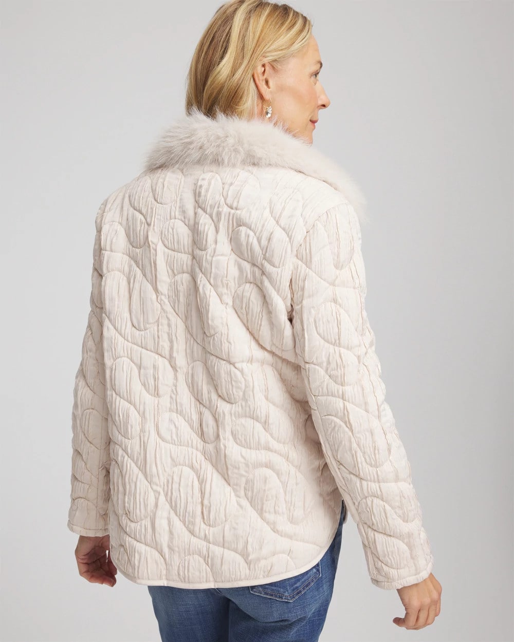 Chico's - Quilted Faux Fur Collar Jacket