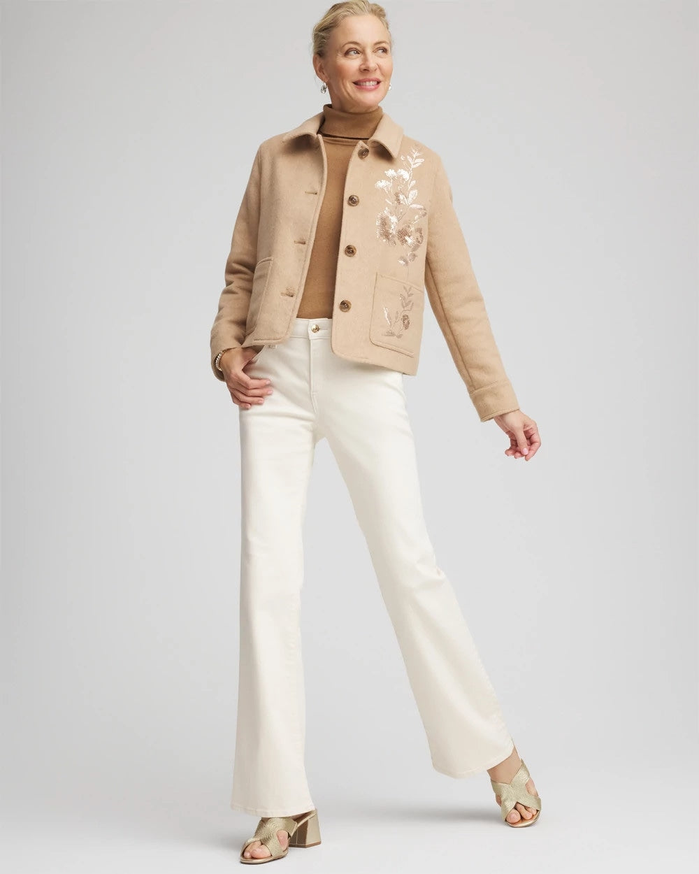Chico's - Embroidered Wool Chore Jacket