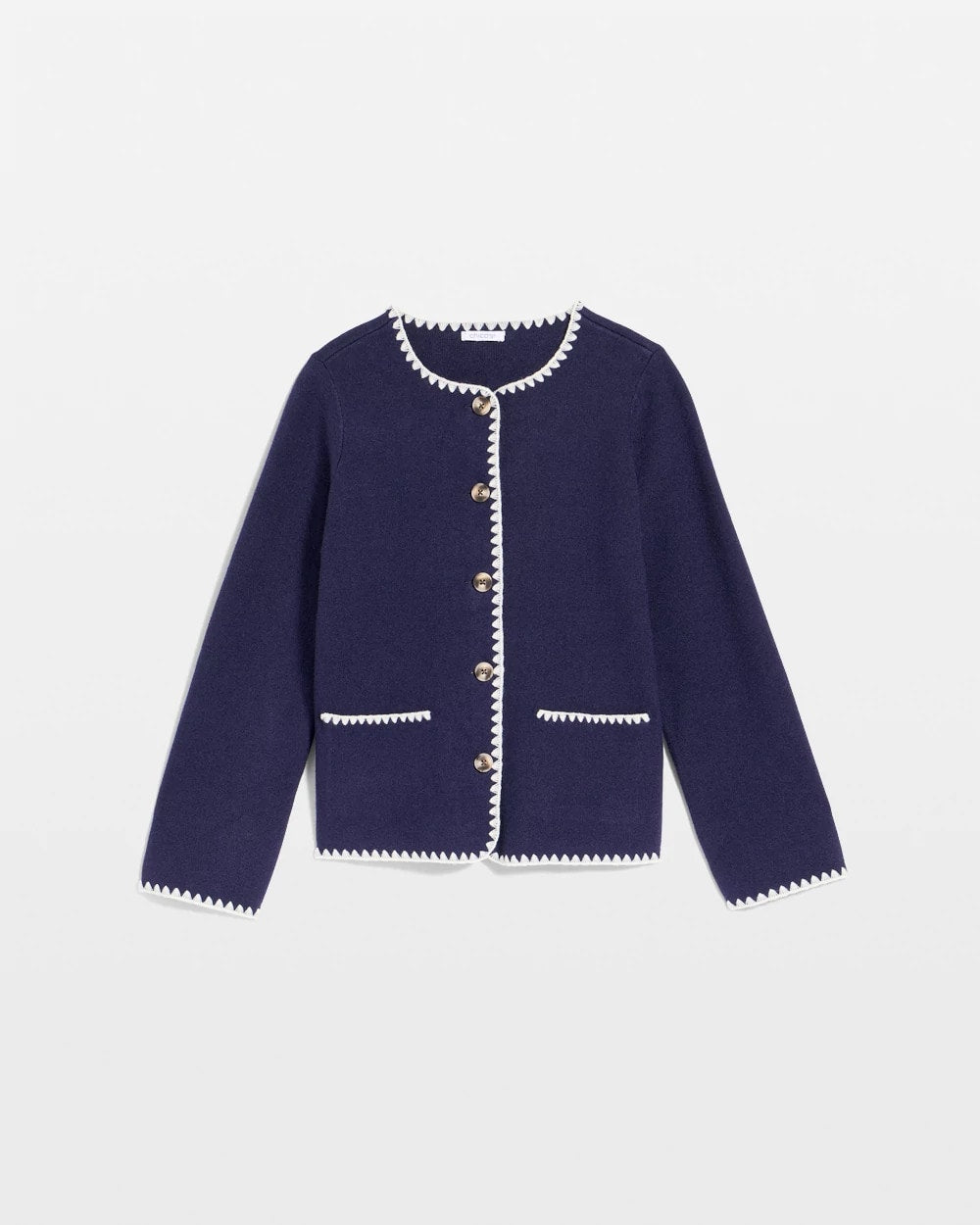 Chico's - Blanket Stitch Crewneck Cardigan
