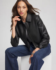 Chico's - Faux Leather Zip-Front Jacket