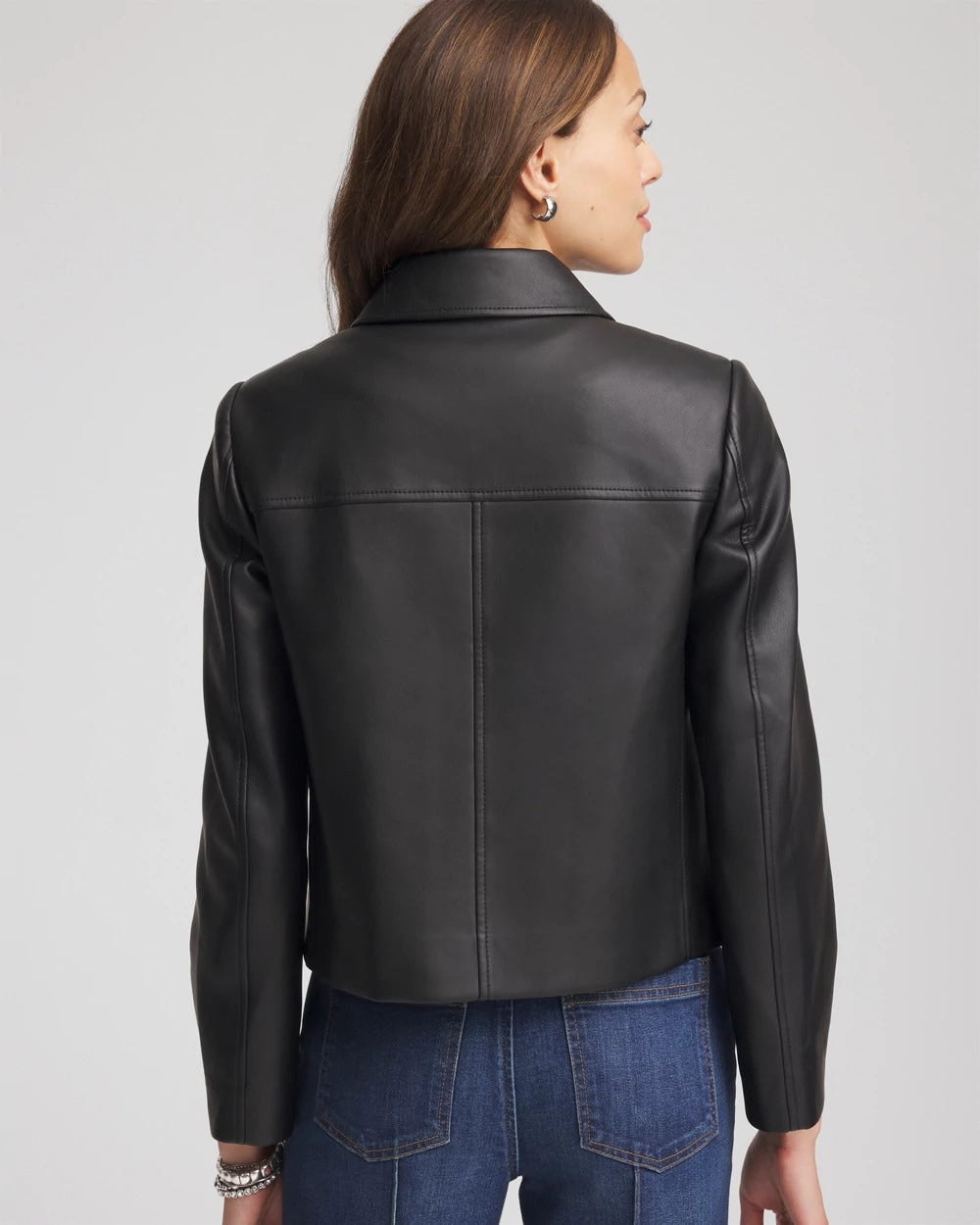 Chico's - Faux Leather Zip-Front Jacket