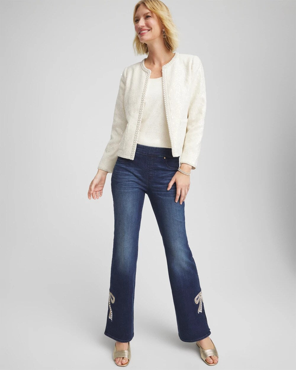 Chico's - Pearl Trim Tweed Jacket