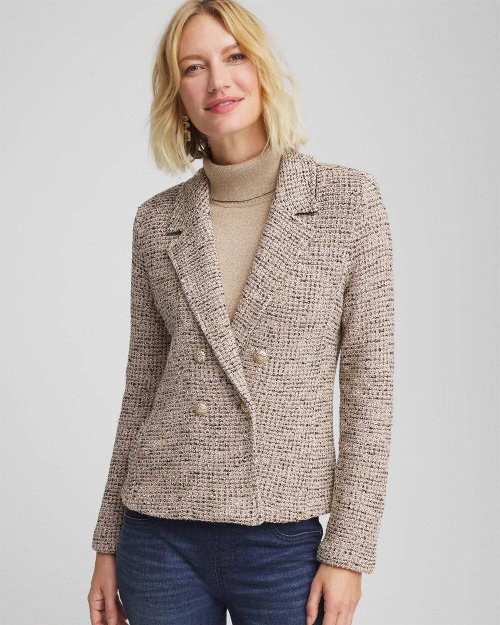 Chico's - Double Breasted Tweed Blazer