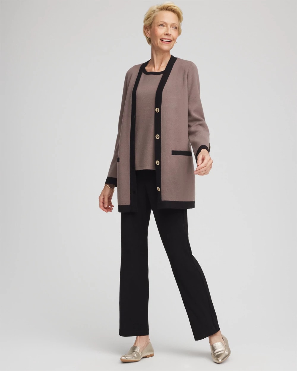 Chico's - Travelers™ Tipped Button-Down Cardigan
