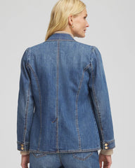 Chico's - Pearl Brooch Denim Blazer
