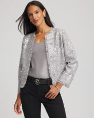Chico's - Silver Sequins Tweed Jacket