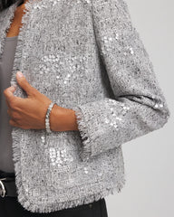 Chico's - Silver Sequins Tweed Jacket