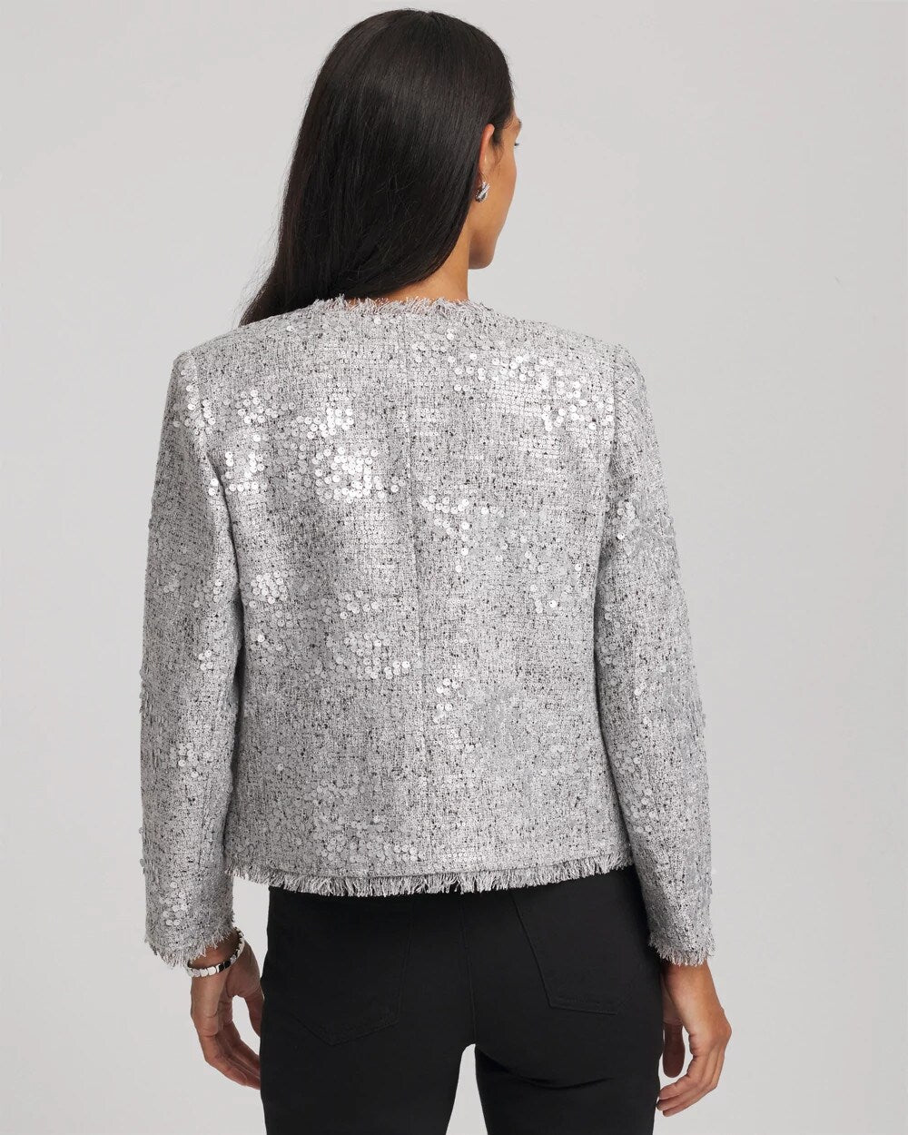 Chico's - Silver Sequins Tweed Jacket