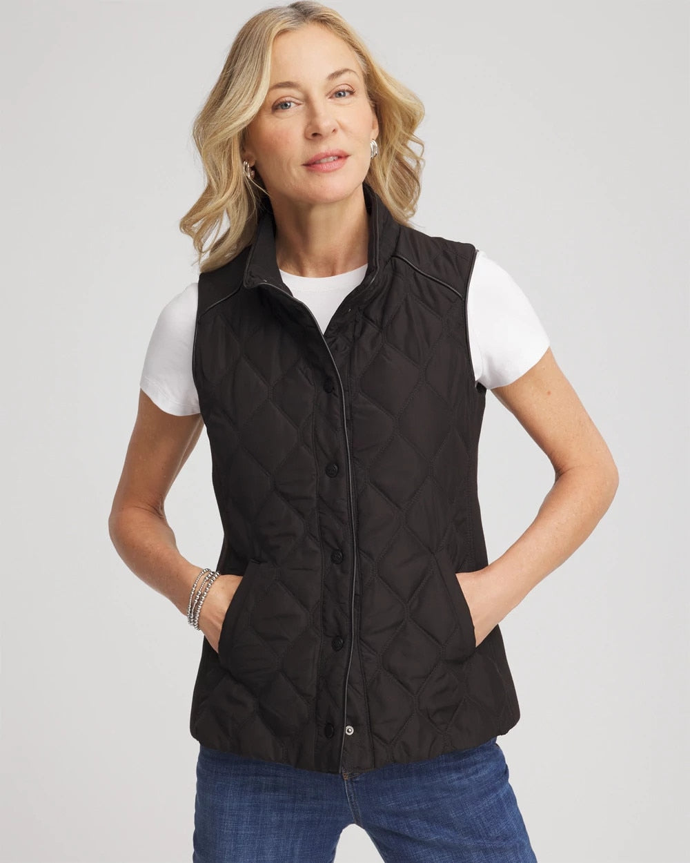 Chico's - Rib Trim Quilted Vest