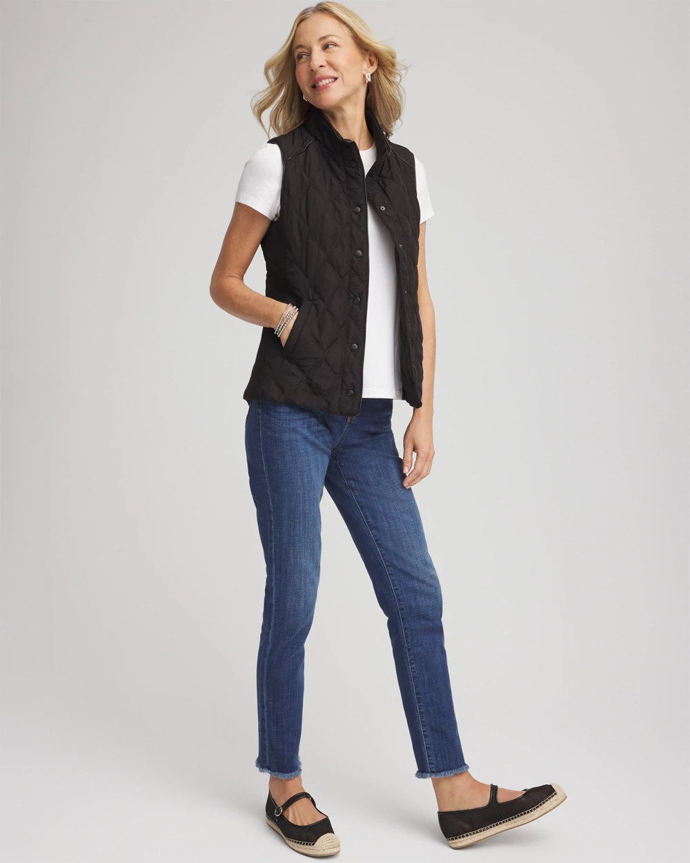Chico's - Rib Trim Quilted Vest