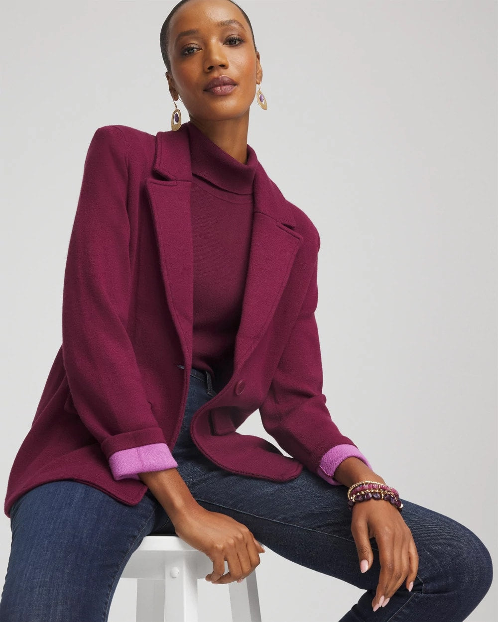 Chico's - Single-Breasted Sweater Blazer