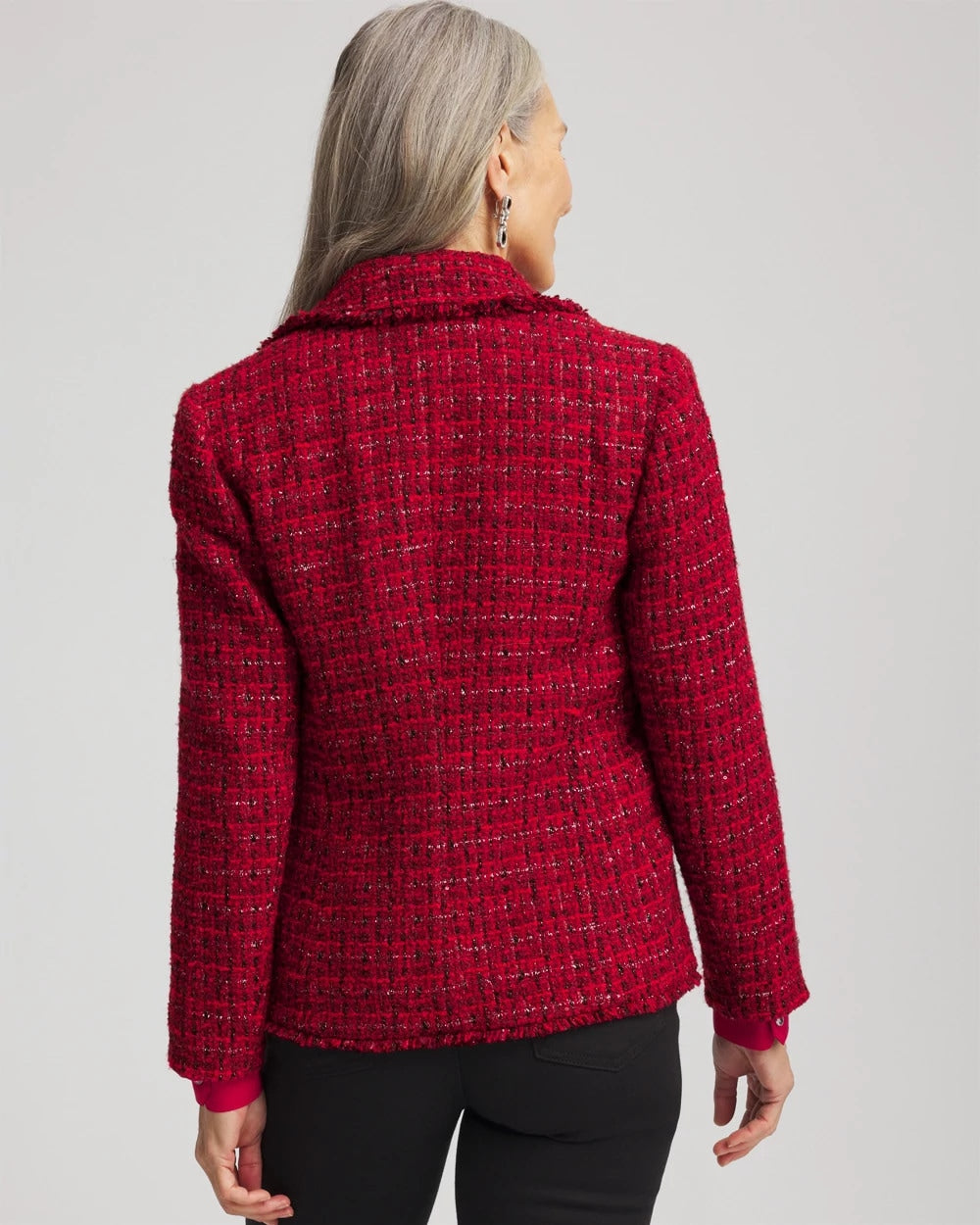 Chico's - Red Tweed Sequins Blazer