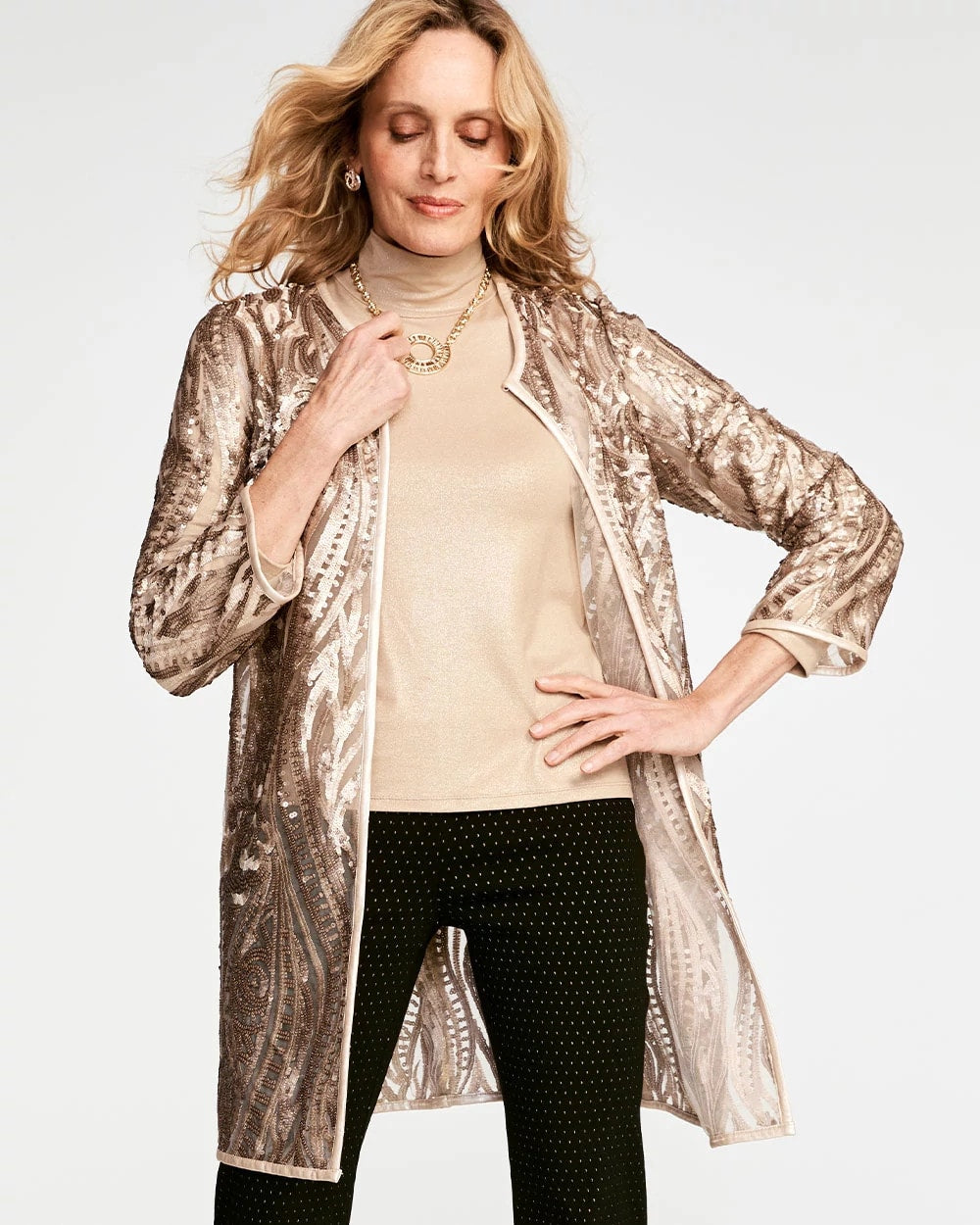 Chico's - Travelers™ Collection Champagne Sequins Jacket