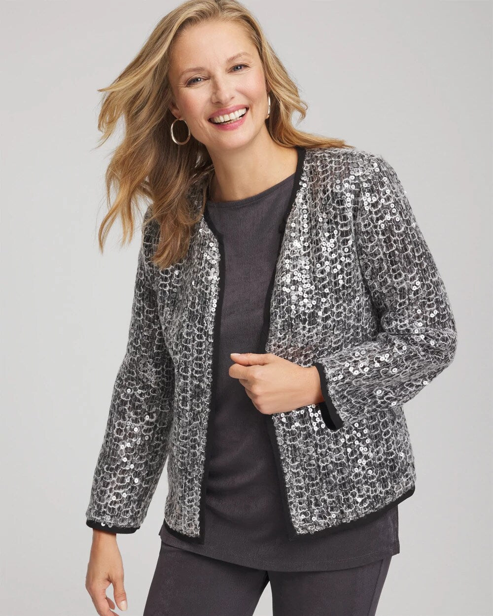 Chico's - Travelers™ Collection Refined Sequins Netted Jacket