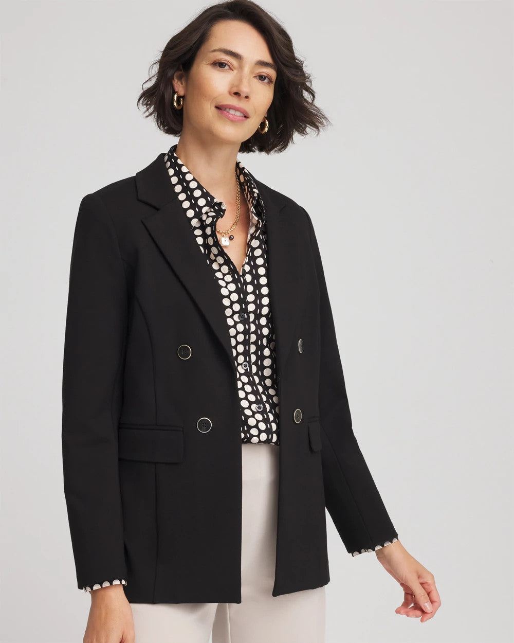 Chico's - Ponte Double-Breasted Knit Blazer
