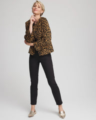 Chico's - Fuzzy Collarless Animal Print Jacket