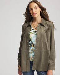 Chico's - Suede Collared Long-Sleeved Shacket