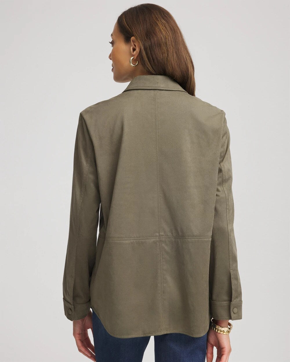 Chico's - Suede Collared Long-Sleeved Shacket