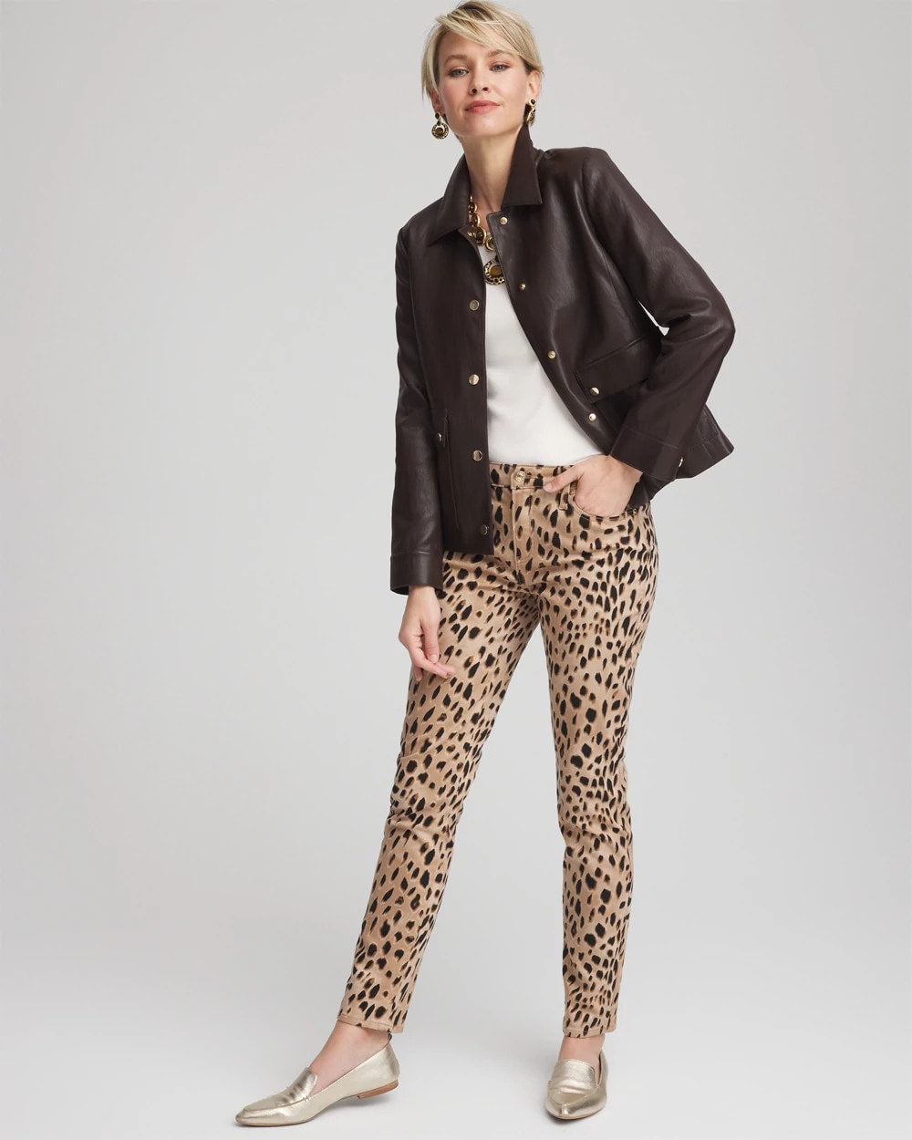 Chico's - Snap Front Faux Leather Jacket