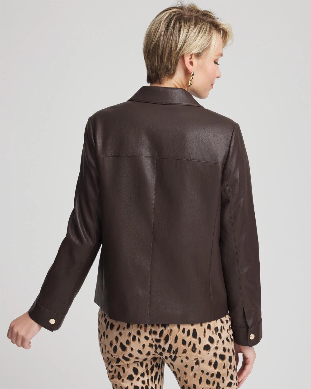 Chico's - Snap Front Faux Leather Jacket