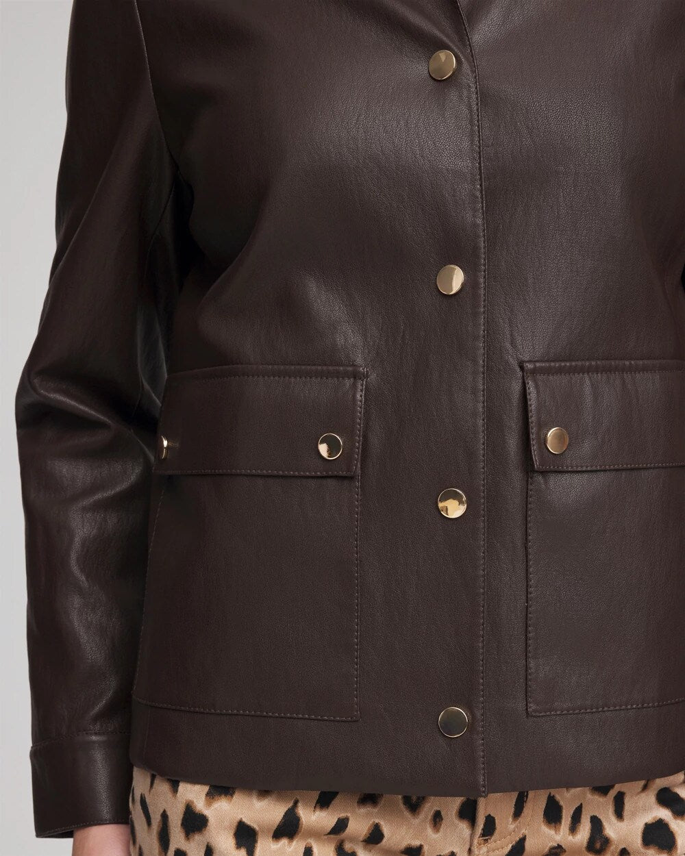 Chico's - Snap Front Faux Leather Jacket