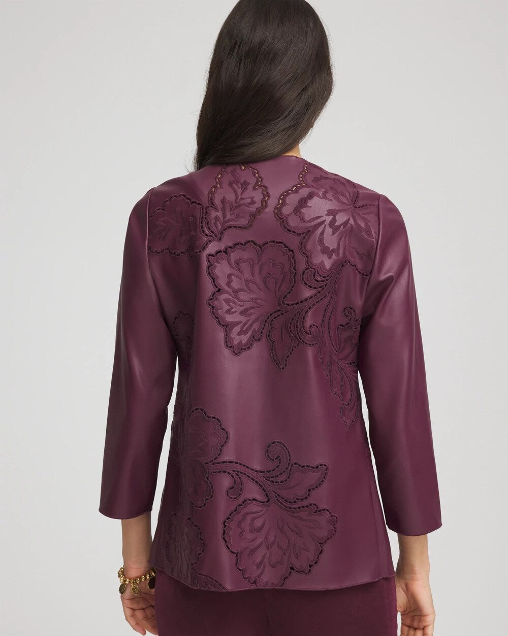 Chico's - Travelers™ Collection Faux Leather Embroidered Jacket
