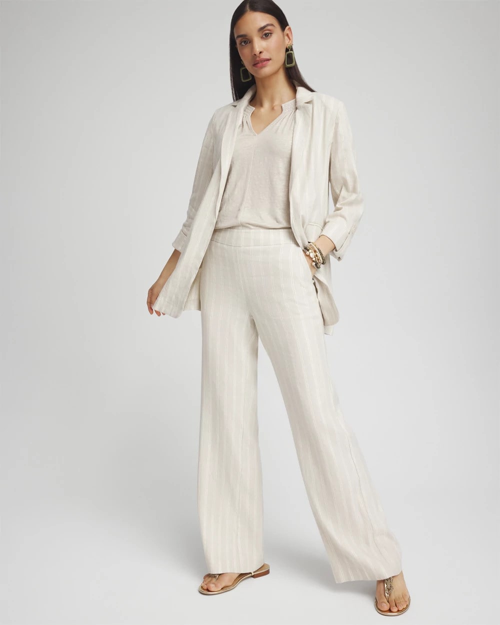 Chico's - Linen Blend Stretch Stripe Blazer