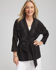 Chico's - Open-Stitch Tie-Front Kimono Jacket