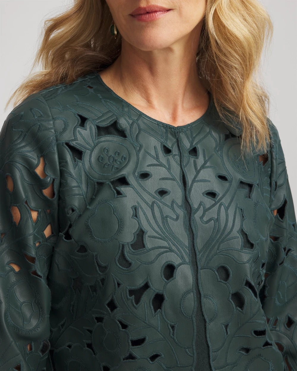 Chico's - Travelers™ Collection Faux Leather Floral Jacket