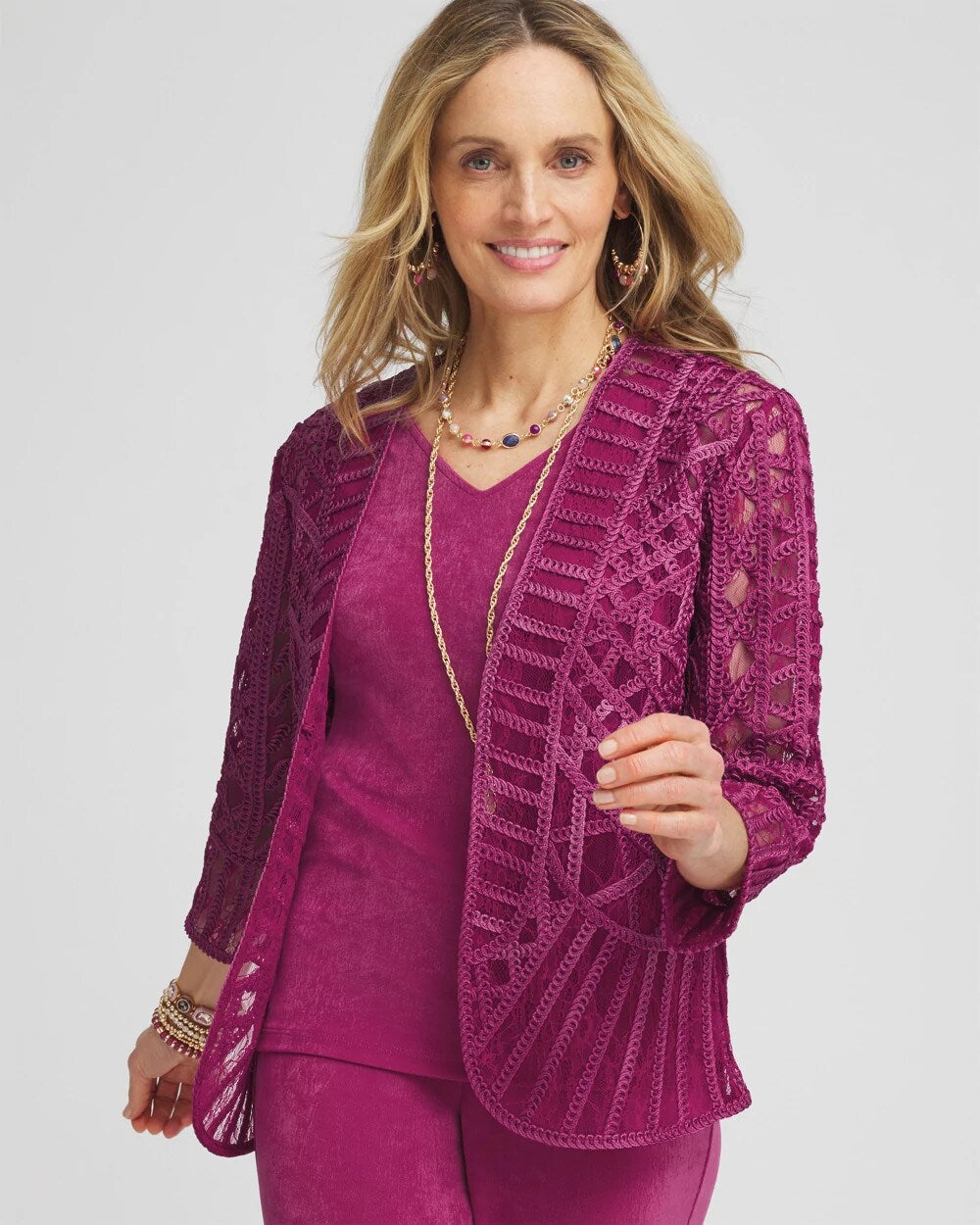 Chico's - Travelers™ Collection Embroidered Lace Cutwork Jacket
