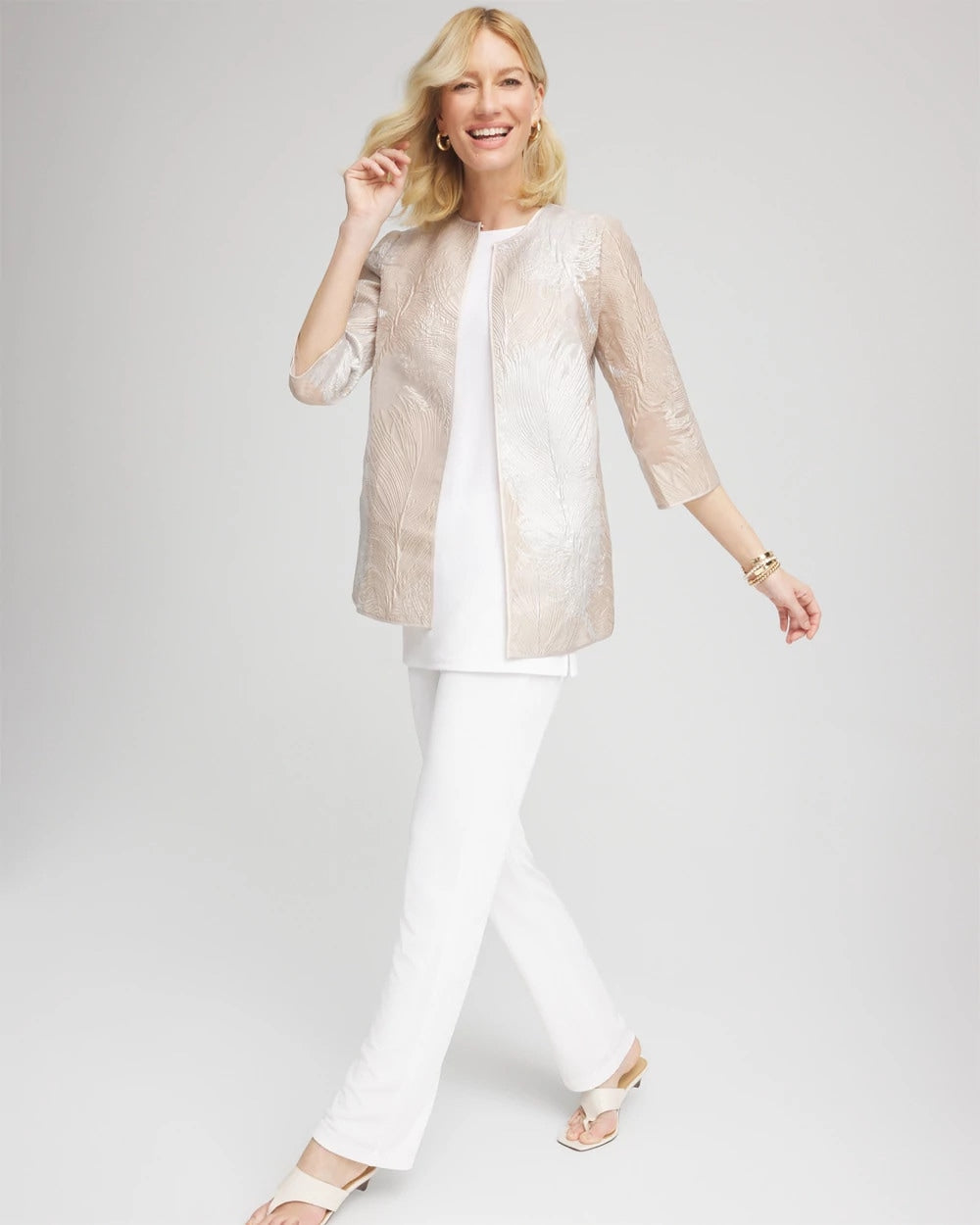 Chico's - Travelers™ Collection Metallic 3/4 Sleeve Jacket