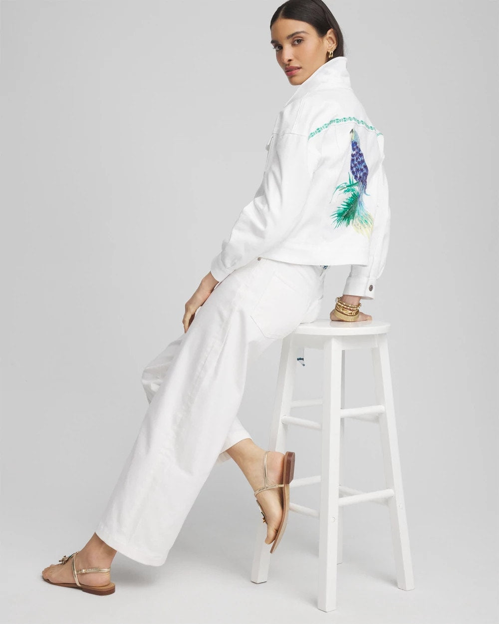Chico's - Embroidered Relaxed Denim Jacket