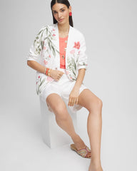 Chico's - Floral Linen Non-Stretch Blazer