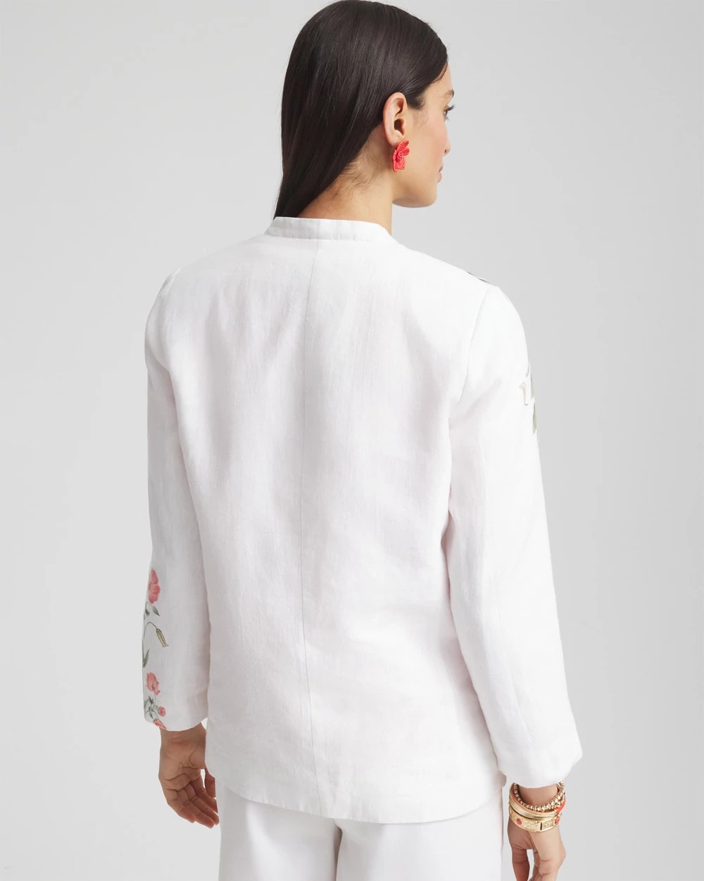 Chico's - Floral Linen Non-Stretch Blazer