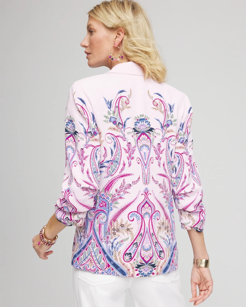 Chico's - Ruched Sleeve Paisley Blazer