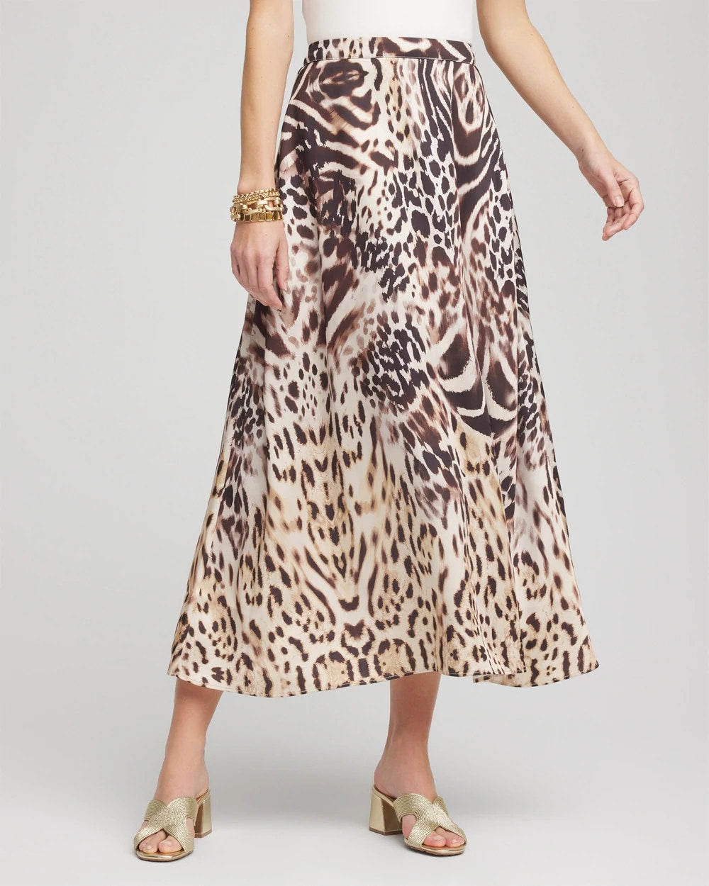 Chico's - Animal Bengal Marks Faux Satin Skirt