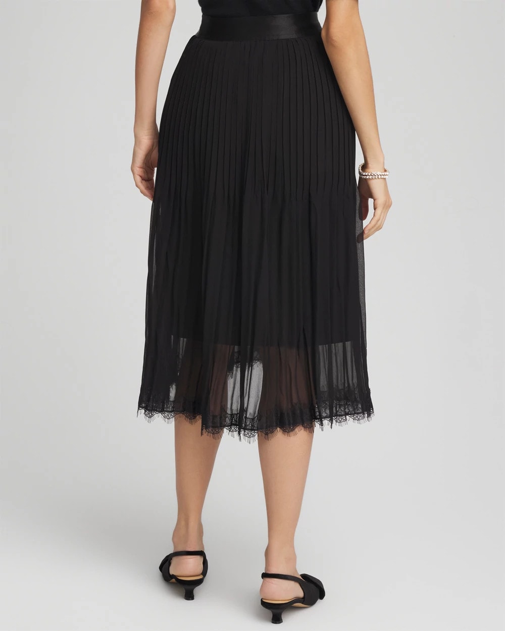 Chico's - Pleated Lace Hem Midi Skirt