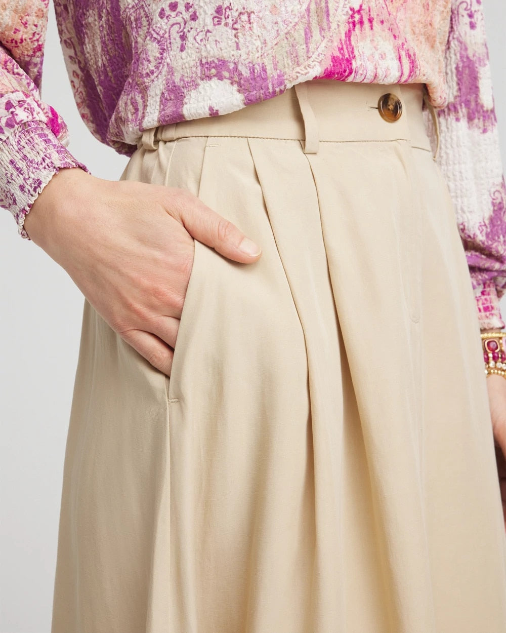 Chico's - Pleated A-Line Midi Skirt