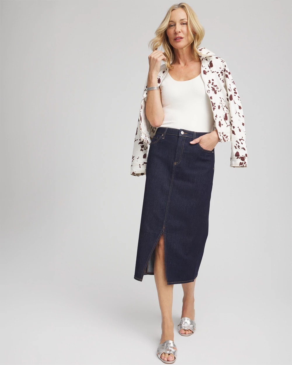 Chico's - High-Rise Straight Stretch-Denim Skirt