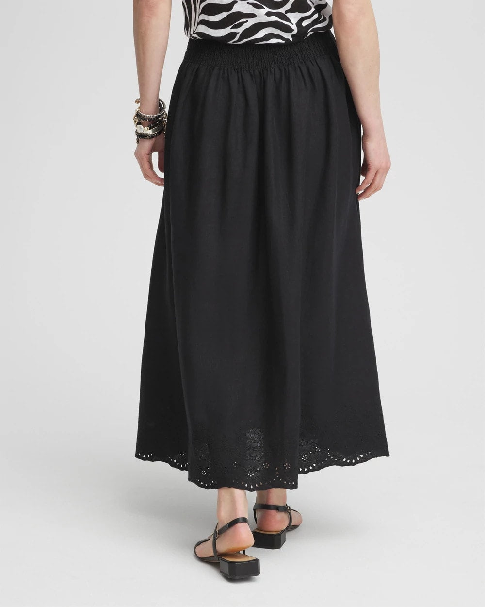 Chico's - Linen Embroidered Scallop Hem Skirt
