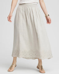 Chico's - Linen Embroidered Scallop Hem Skirt