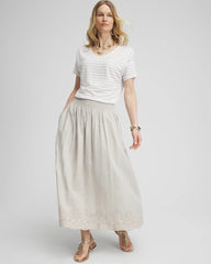 Chico's - Linen Embroidered Scallop Hem Skirt