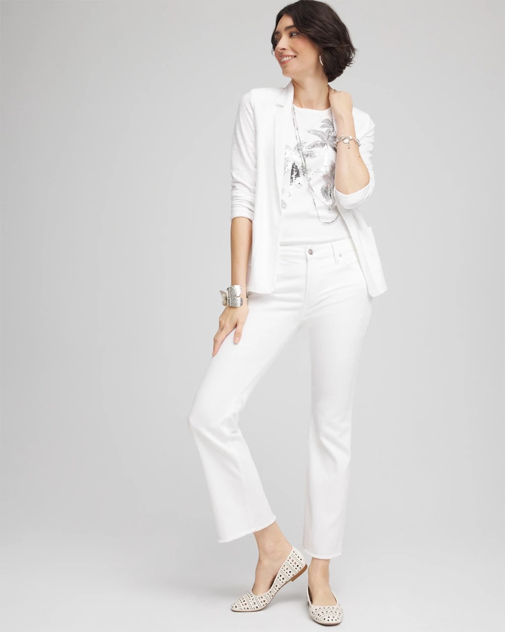 Chico's - Petite No Stain Girlfriend Fray Hem Kick Flare Jeans